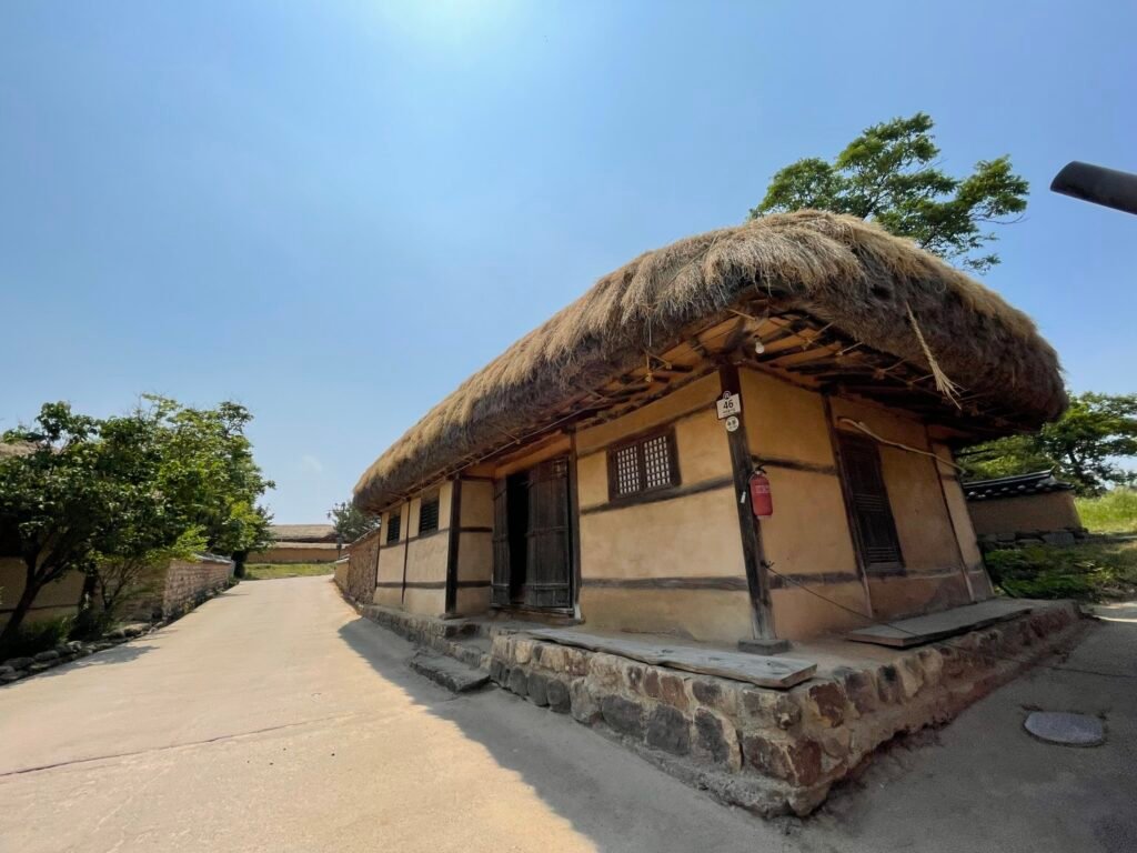 河回村のわらぶき屋根の家
